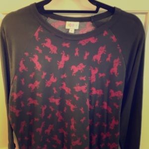 Lularoe 3/4 sleeve baseball Tee XL with unicorns